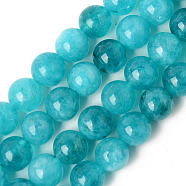 Natural Quartz Beads Strands, Dyed & Heated, Imitation Amazonite Color, Round, Dark Cyan, 6~6.5mm, Hole: 1mm, about 65pcs/Strand, 15.55 inch(39.5cm)(X-G-T129-03-6mm)