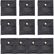 PU Imitation Leather Jewelry Storage Bags, with Snap Buttons, Square, Black, 8x8x0.73cm(ABAG-WH0032-35A)