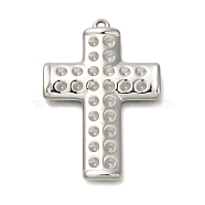 304 Stainless Steel Pendant Rhinestone Settings, Cross, Stainless Steel Color, Fit for 2mm Rhinestone, 43x30x3mm, Hole: 1.8mm(STAS-U031-08P)