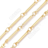 Brass Bar Link Chains, Unwelded, Cadmium Free & Nickel Free & Lead Free, Real 18K Gold Plated, 14x2x1mm, 3.5x2.5x0.4mm, about 3.28 Feet(1m)/Box(CHC-SZ0001-55)