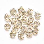 Brass Cubic Zirconia Charms, Letter, Clear, Real 18K Gold Plated, Letter.C, 10x8x1.5mm, Hole: 1mm(KK-S348-330C)