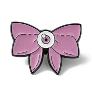 Black Alloy Brooches, Enamel Pins, for Backpack Cloth, Bowknot, 22.5x30.5x1.5mm(JEWB-O013-19A)