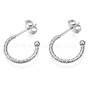 316 Surgical Stainless Steel Stud Earrings, Half Hoop Earrings, Ring, Stainless Steel Color, 15x2mm, Pin: 0.8mm(EJEW-N097-077P)