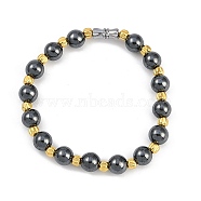 Synthetic Non-magnetic Hematite Beaded Stretch Bracelets for Women Men, with Platinum Alloy Clasp, 7-1/2 inch(19cm)(BJEW-F480-02B)