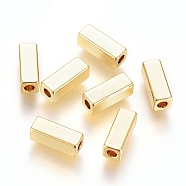 Brass Beads, Long-Lasting Plated, Cuboid, Real 18K Gold Plated, 8x3x3mm, Hole: 1.6mm(X-KK-G389-41G)