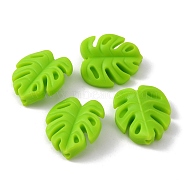 Food Grade Eco-Friendly Silicone Beads, Chewing Beads For Teethers, DIY Nursing Necklaces Making, Monstera Leaf, Lawn Green, 23x21x7mm, Hole: 2mm(FIND-WH0145-87A)