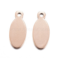 Ion Plating(IP) 304 Stainless Steel Stamping Blank Tag Pendants, Oval, Rose Gold, 16x7x1mm, Hole: 1mm(STAS-D167-13RG)