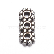 Tibetan Style 3-Hole Spacer Bars, Rectangle, Antique Silver, Lead Free & Cadmium Free, 10.5x4.3mm, Hole: 1.5mm(A0794Y)