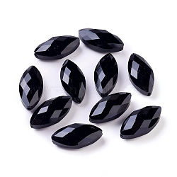 Crystal Glass Horse Eye Beads, Faceted, Black, 25x12x8mm, Hole: 1mm(X-EGLA-F071-01)