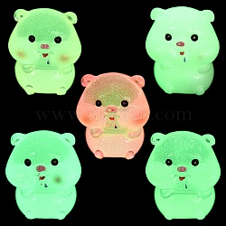 Luminous Resin Pig Display Decoration, Micro Landscape Decorations, Glow in the Dark, Mixed Color, 23x29x32mm(RESI-G070-01B)