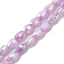 Electroplate Glass Beads Strands, Rainbow Plated, Faceted, Teardrop, Plum, 6.5x4.5x3.5mm, Hole: 1mm, about 70pcs/strand, 17.72''(45cm)(GLAA-D013-05G)