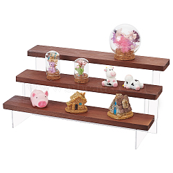 3-Tier Acrylic Nail Polish Display Risers, Wooden Tiered Collection Organizer Shelf Stand for Perfume, Minifigures, Cupcake Holder, Camel, Finish Product: 29.5x16.5x13.2cm(ODIS-WH0061-13B)