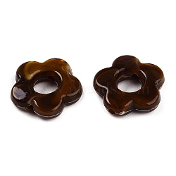 Gradient Color Transparent Acrylic Beads, Center Drilled, Flower, Coconut Brown, 14x14.5x4mm, Hole: 1.6mm(OACR-N137-49K)