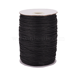 Waxed Cotton Cord, for Jewelry Making, Black, 1.5mm, about 200yards/roll(YC-PH0002-27-1.5-332A)