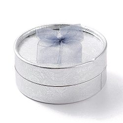(Defective Closeout Sale Border damaged) Cardboard Bracelet Boxes, with Sponge inside, Bowknot, Flat Round, Silver, 8.4x3.7cm(CBOX-XCP0002-13)