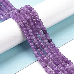 Dyed Natural Malaysia Jade Rondelle Beads Strands, Faceted, Violet, 4x2~3mm, Hole: 1mm, about 110~115pcs/strand, 14 inch(G-E316-2x4mm-39)