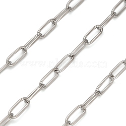 Titanium Steel Oval Paperclip Chains, Soldered, with Spool, Stainless Steel Color, 10x4x1mm, 10m/roll(CHS-G040-01A-P)