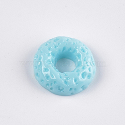 Resin Decoden Cabochons, Donut, Imitation Food, Pale Turquoise, 16x5.5mm(CRES-T010-39C)