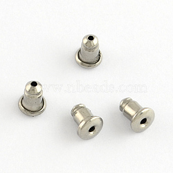 Tarnish Resistant 304 Stainless Steel Ear Nuts, Stainless Steel Color, 6x4.8x5.5mm, Hole: 1mm(STAS-R055-11)