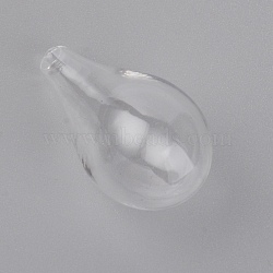 Handmade Blown Glass Bottles, for Glass Vial Pendants Making, Teardrop, Clear, 32.5x19mm, Hole: 3.5mm(AJEW-WH0002-68)