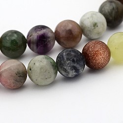 Natural & Synthetic Mixed Gemstone Beads Strands, Round, 10mm, Hole: 1mm, about 40pcs/strand, 15.7 inch(G-P070-26-10mm)