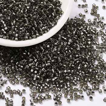 Cylinder Seed Beads, Silver Lined, Round Hole, Uniform Size, Black, 2x1.5mm, Hole: 0.8mm, about 888pcs/10g