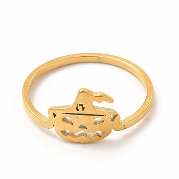 304 Stainless Steel Halloween Pumpkin Finger Ring for Women, Golden, Inner Diameter: 18mm