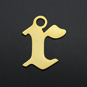 201 Stainless Steel Charms, Laser Cut, Letter, Golden, Letter.R, R:8x6.5x1mm, Hole: 1.2mm