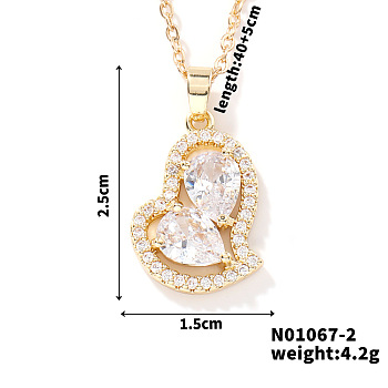 Elegant and Unique Style Brass & Glass Lock Collar Heart Pendant Necklaces for Women, Golden, Clear, 15.75 inch(40cm)