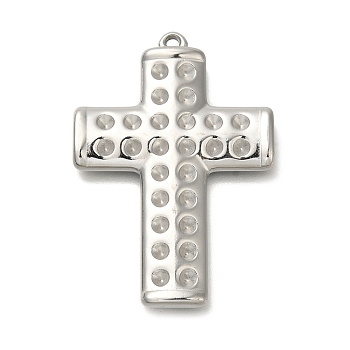 304 Stainless Steel Pendant Rhinestone Settings, Cross, Stainless Steel Color, Fit for 2mm Rhinestone, 43x30x3mm, Hole: 1.8mm