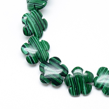 Synthetic Malachite Bead Strands, Flower, 15.5~16x16x6mm, Hole: 1mm, about 25pcs/strand, 15.1 inch