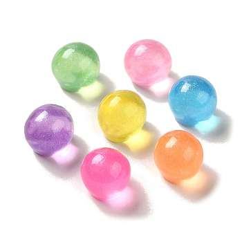 Transparent Resin Sphere Decoden Cabochons with Glitter Powder, Mixed Color, Round, 10.5x10mm