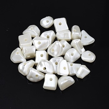 ABS Plastic Imitation Pearl Beads, Nuggets, Creamy White, 7~9x5.5~8x4~6mm, Hole: 1.2mm, about 3800pcs/500g.