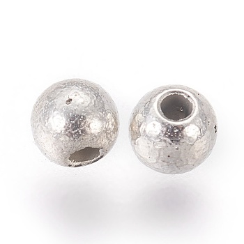 CCB Plastic Beads, Round, Silver Color Plated, 4mm, Hole: 1mm