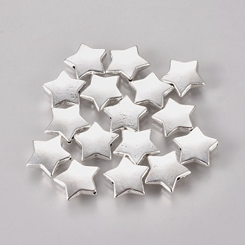 Tibetan Silver Beads, Lead Free, Cadmium Free, Christmas Star, Antique Silver, about 14mm in diameter, 4mm thick, hole: 1mm