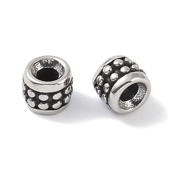 316 Surgical Stainless Steel Beads, Column, Antique Silver, 6.5x6mm, Hole: 2.7mm