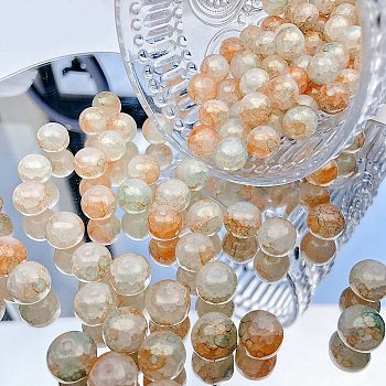 Transparent Crackle Glass Beads, Imitation Brokenness Jade, Round, Chocolate, 10x9.5mm, Hole: 1.8mm