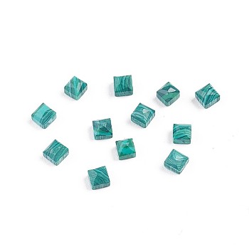 Synthetic Malachite Cabochons, Square, Faceted, 2.5x2.5x2mm