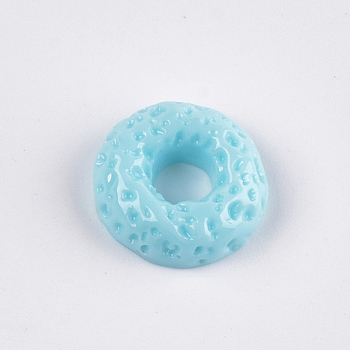 Resin Decoden Cabochons, Donut, Imitation Food, Pale Turquoise, 16x5.5mm