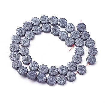 Non-magnetic Synthetic Hematite Beads Strands, Frosted, Flower, 9.8~10.3x3.6mm, Hole: 1mm, about 41pcs/strand, 15.7 inch(40cm)