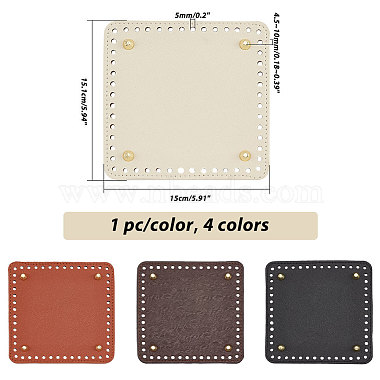Pandahall elite 4 piezas 4 colores cuadrados de cuero pu para tejer bolsas de ganchillo almohadilla moldeadora de parte inferior de uñas(DIY-PH0021-07)-2