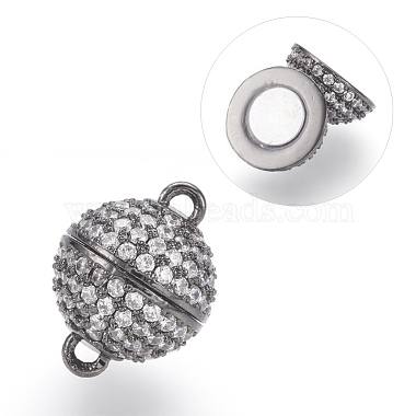 Brass Micro Pave Cubic Zirconia Magnetic Clasps with Loops(ZIRC-E120-05-12mm-NR)-2