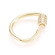 Brass Micro Pave Clear Cubic Zirconia Screw Carabiner Lock Charms(ZIRC-L085-02G)-2