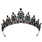 Alloy Rhinestone Crown Hair Bands, Hair Accessories for Girls Women Party Decoration, Emerald, 140mm(PW-WG903DF-21)