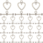 120Pcs Tibetan Style Alloy Toggle Clasps, Cadmium Free & Lead Free, Heart, Antique Silver, Heart: 14x12mm, Bar: 19mm, Hole: 1.5mm(FIND-SP0001-58)
