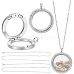 DIY Necklace Making Kits, including 304 Stainless Steel Necklace and Alloy Magnetic Locket Pendants, Platinum & Stainless Steel Color, 37x30.5x7.5mm, Hole: 3.5mm(DIY-UN0007-29P)