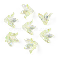 Transparent Acrylic Bead Caps, Lily Flower, Green Yellow, 16x12mm, Hole: 1.2mm, 825pcs/500g(OACR-H016-05C)