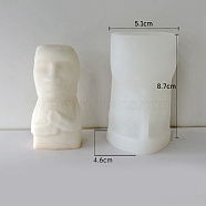 Nordic Style Abstract Art Moai Statue DIY Silicone Candle Molds, Aromatherapy Candle Moulds, Scented Candle Making Molds, White, 4.6x5.1x8.7cm(PW-WG90695-01)