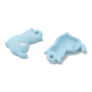 Spray Printed Alloy Pendants, Cat Charm, Sky Blue, 15.5x11.5x2.5mm, Hole: 1.5mm(FIND-TAC0002-071B)
