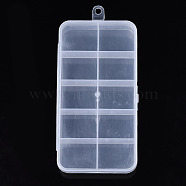 Plastic Bead Storage Containers, 10 Compartments, Rectangle, Clear, 14.5x6.9x2.15cm, Hole: 5.5mm, compartment: 30x24mm.(CON-T003-01)
